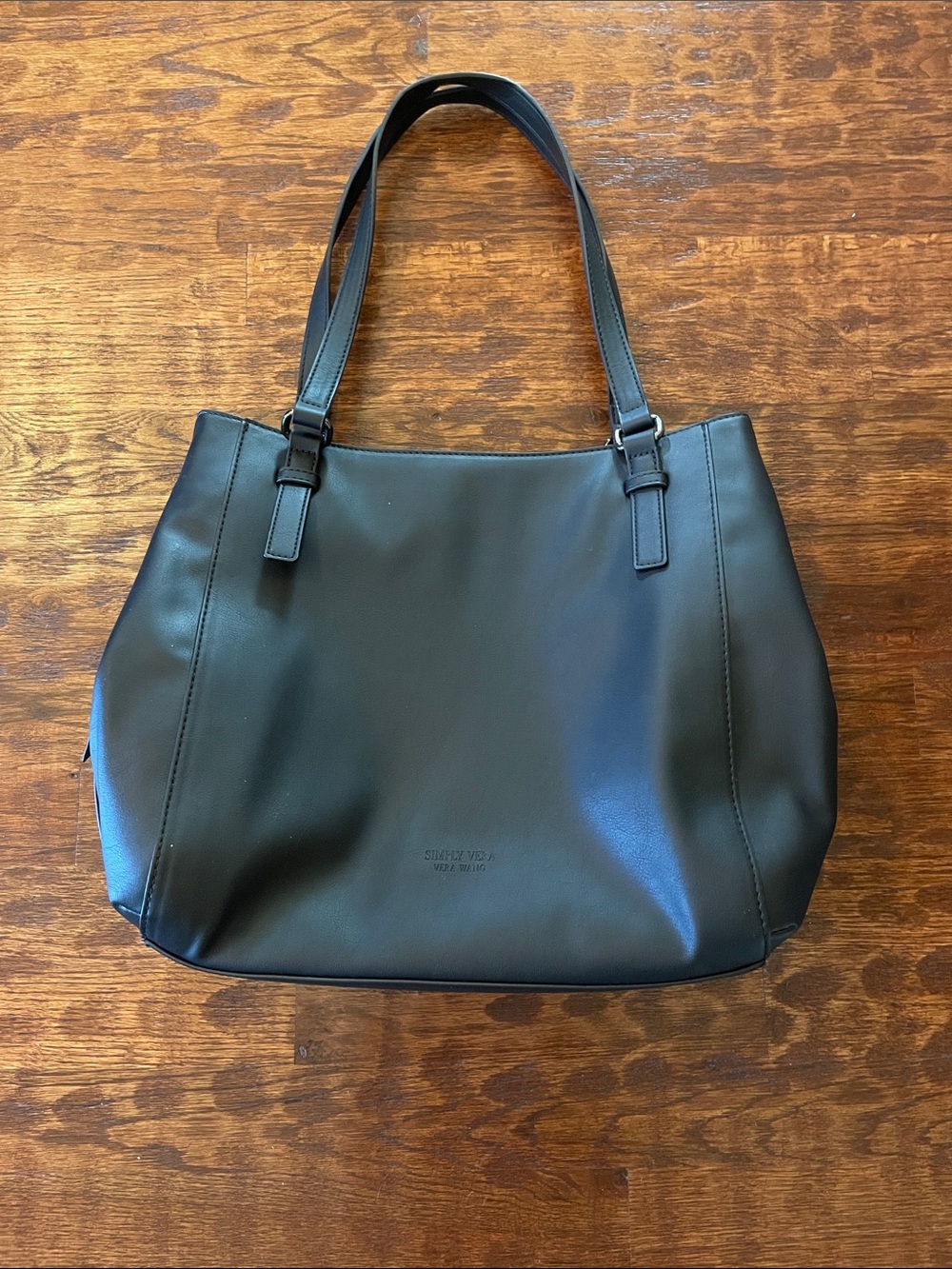 Simply Vera Vera Wang Black Leather Shoulder Tote